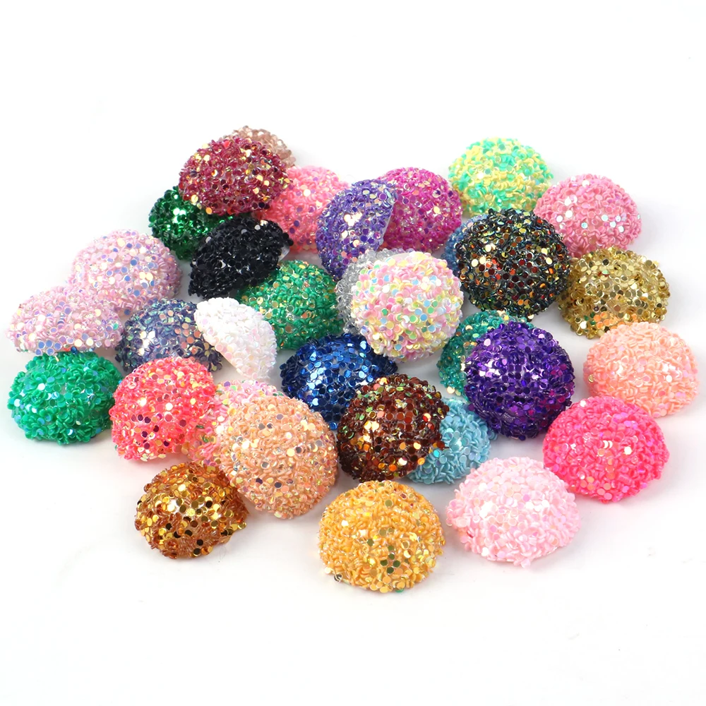 

20PCS 14x14mm Chunky Glitter Semicircular Beads For Hair Bow Decoration DIY Earrings Jewelry Making,20Yc6625