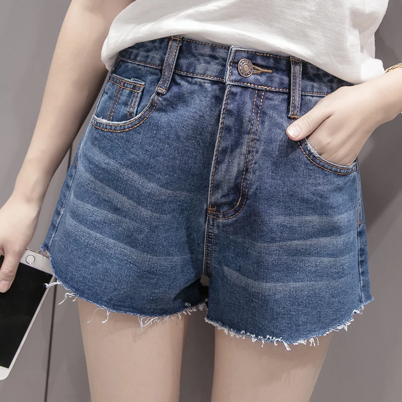 S-XL 2019 лето в Корейском стиле высокой талией женские джинсовые шорты джинсы с бахромой женские джинсовые шорты (Z6058)