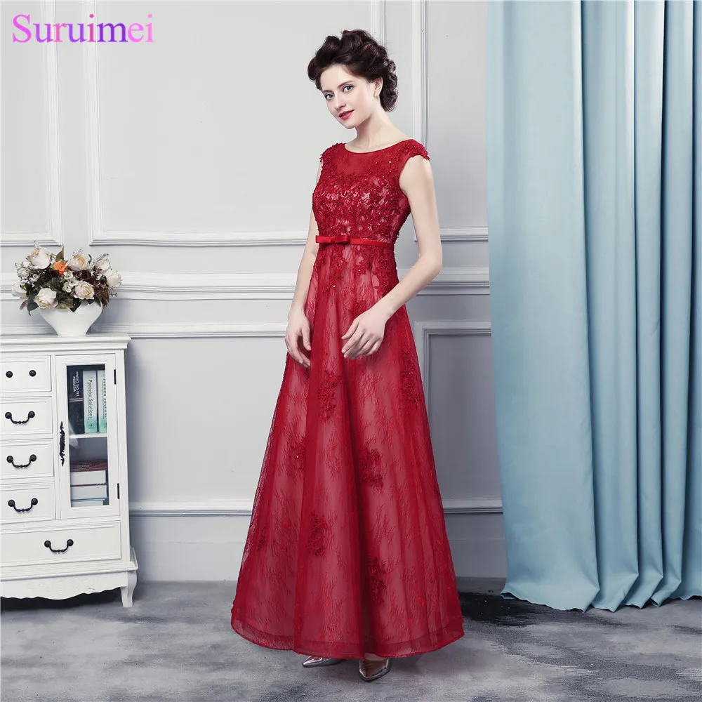 Red Prom Dress with Cap Sleeves