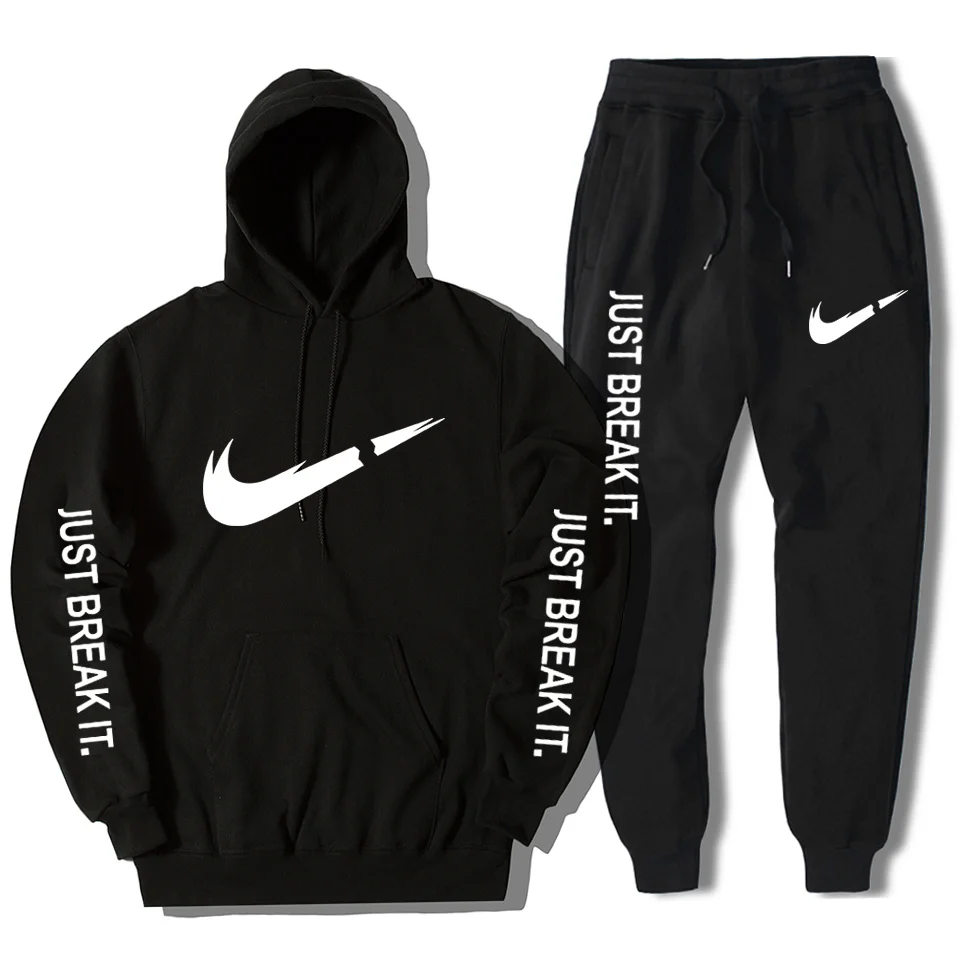 

Tracksuit Men New 2019 Brand Thermal Mens Sportswear Sets Thick Fleece Hoodie + Pants Sports Suit Casual Sweatshirts Sport Suit
