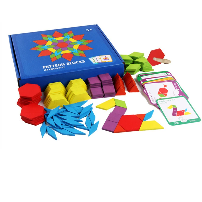 Детский Набор пазлов, красочные детские развивающие деревянные игрушки, развивающие игрушки для детей, 155 блоков - Цвет: As shown
