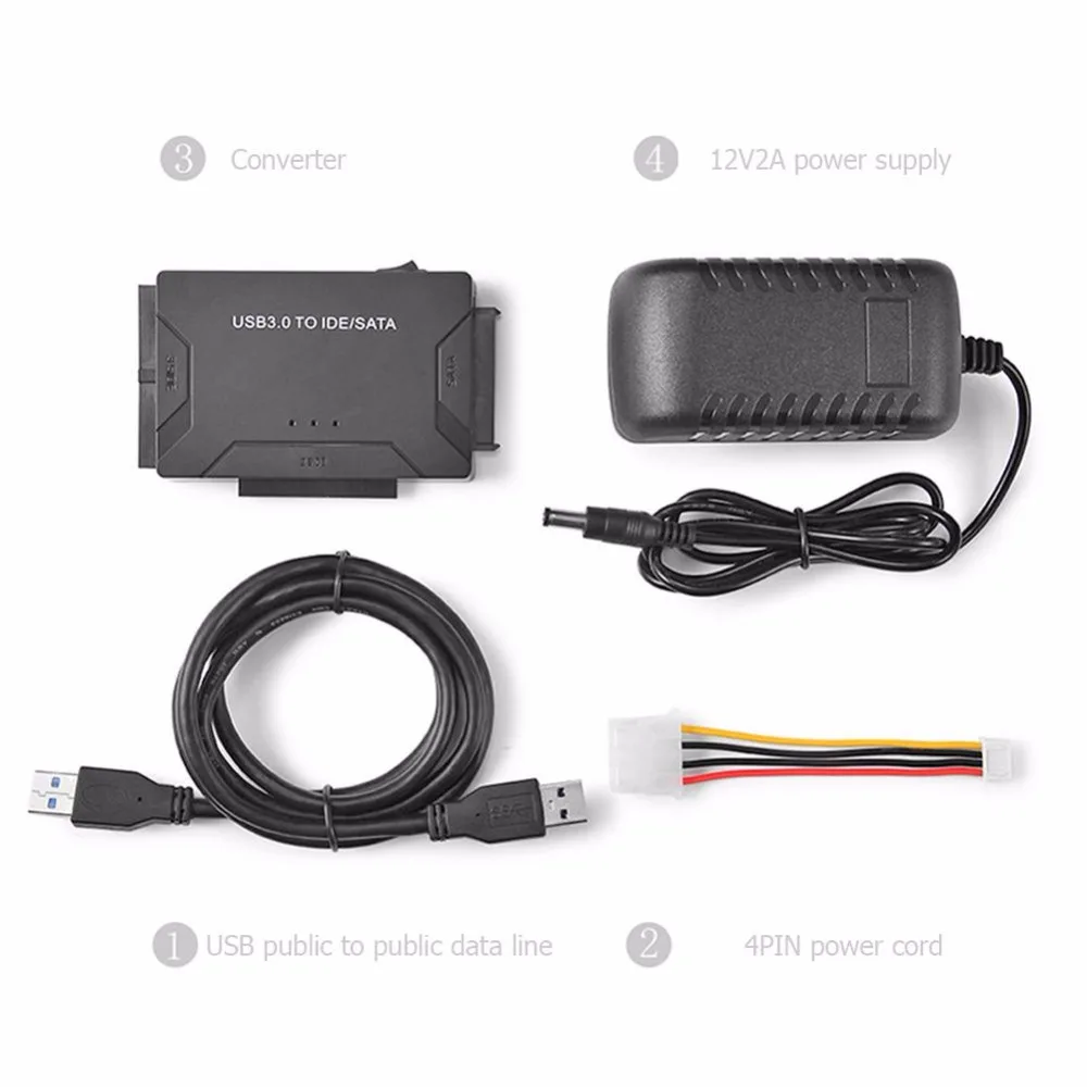 Конвертер для жесткого диска HDD USB3.0 на SATA/IDE внешнего 2 5 дюйма/3 дюйма Чехол Гбит/с