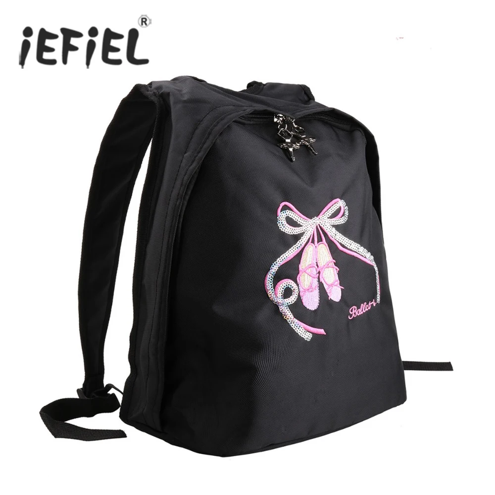 

iEFiEL Girls Ballet Dance School Gym Backpack Toe Shoes Embroidered Shoulder Bag for Children's Kids Dancing Ballet Tutu Sports
