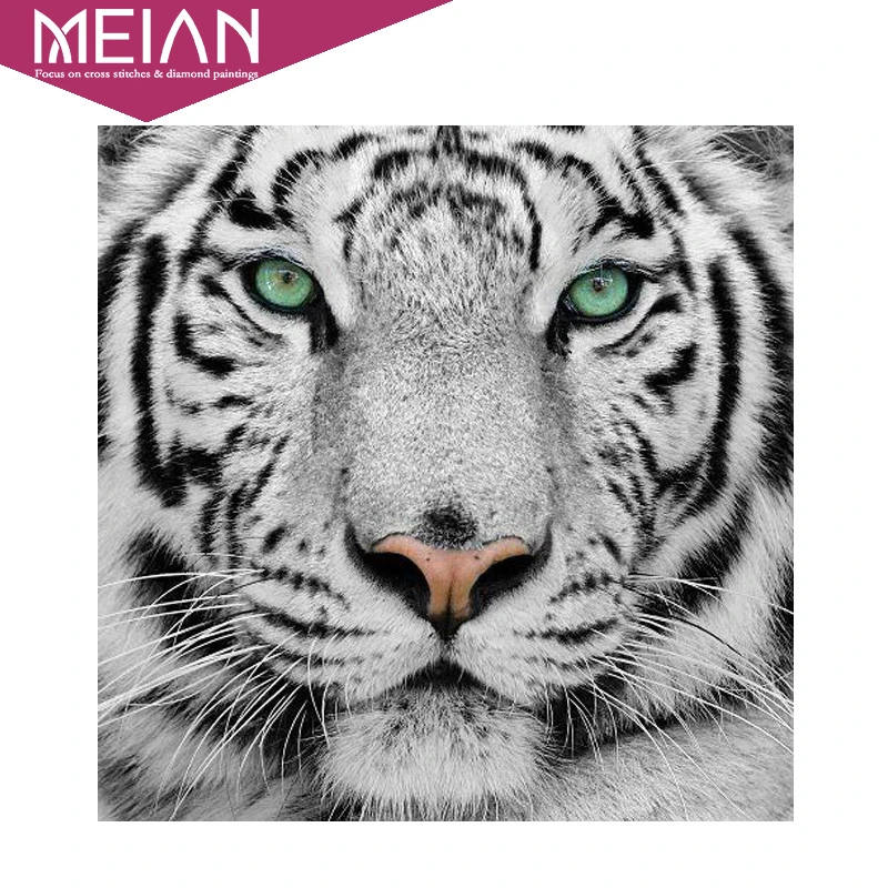 

Meian Full Diamond Embroidery Animal Tiger 5D Diamond Painting Cross Stitch 3D Diamond Mosaic Needlework Crafts Christmas Kits