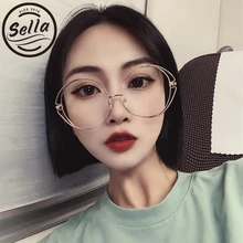 Sella Новое поступление Ins Горячие Модные женские мужские очки со стальной оправой дизайнерские очки трендовые негабаритные круглые очки