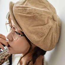 Модная осенне-зимняя Кепка художника кепка газетчика для женщин и мужчин берет однотонная Вельветовая шапочка унисекс восьмиугольная кепка