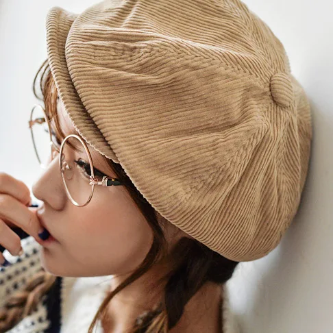 

Fashion Autumn Winter Artist Cap Newsboy Cap Women Men Painter Cap Solid Corduroy Beanie Unisex Octagonal Cap
