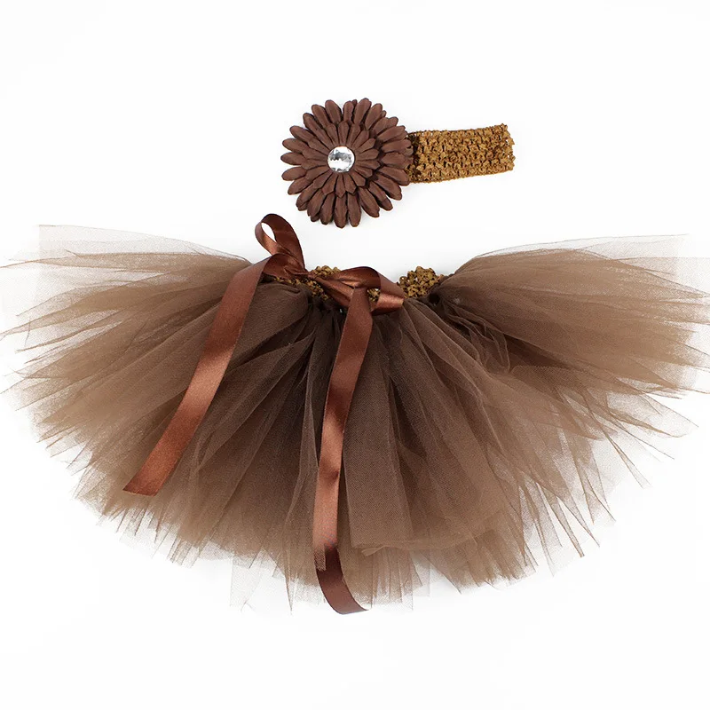 В стиле «лолита» для маленьких девочек кружевная юбка-пачка для танца+ цветок на голову набор ручной вязки, детская одежда на выход фон для фотосъемки на возраст от 0 до 18 месяцев, 17J701