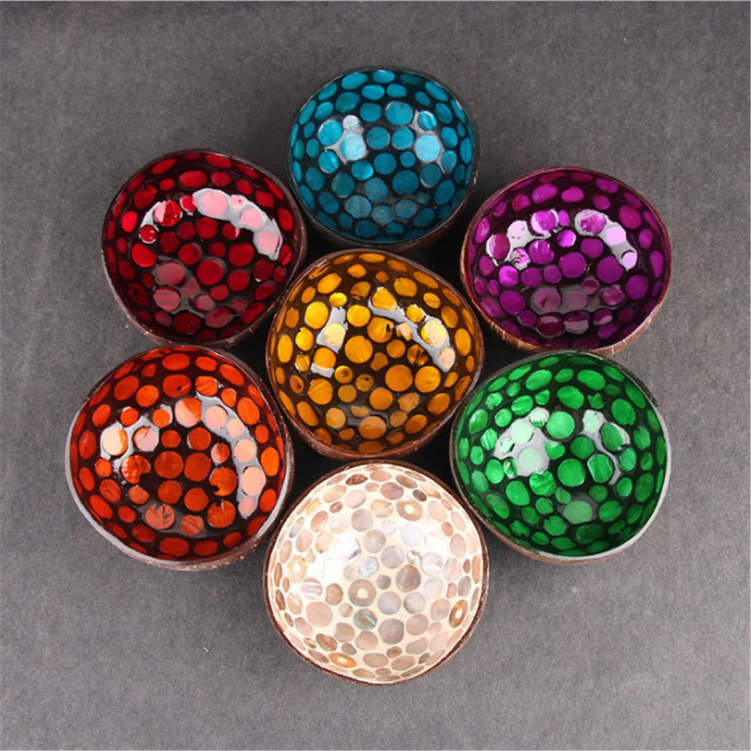 Coconut Shell Storage Bowl Natural Color Keys Coconut Bowl Mosaic Candy Bowl Water Paragraph Creative Decorative Wooden Bowl