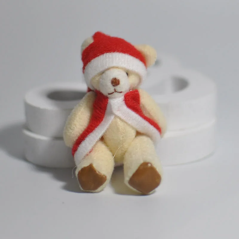 Mini Jointed Teddy Bears Plush Toys Small Joint Christmas Bear Dolls Key Bag Pendants Xmas Promotional Gift 6cm 50pcslot (5)