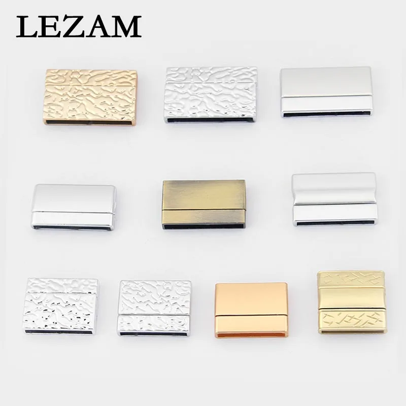

5sets Matte Silver/Gold Polished Bronze Large Hole Flat Magnetic Clasp For Flat Leather Cord Strap Jewelry Findings Accessories
