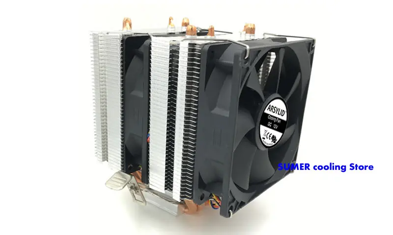 3PIN 4 тепловыми двойной вентилятор Процессор cooler 9 см Doublecooling вентилятор, поддержка AMD, Intel LGA775 1151 1366 2011 Охлаждающий радиатор