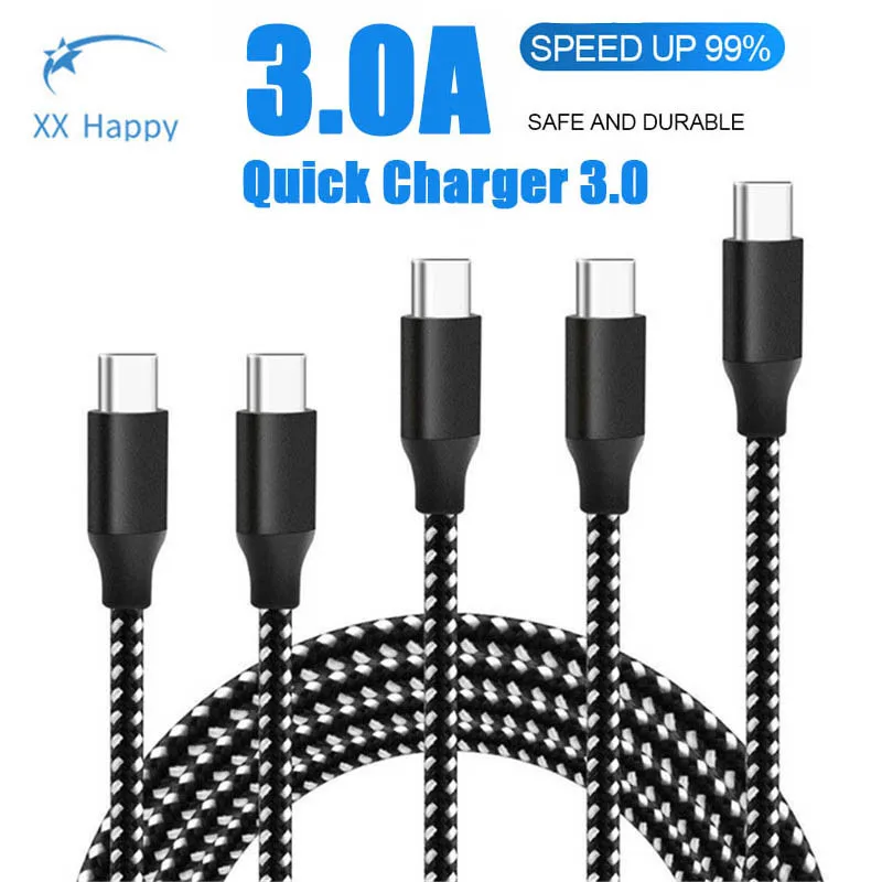 

XX Happy USB Type C Cable Cable For Usb C Cable Fast Charge for Samsung Quick Charge 4.0 USBC For Mi For Oneplus