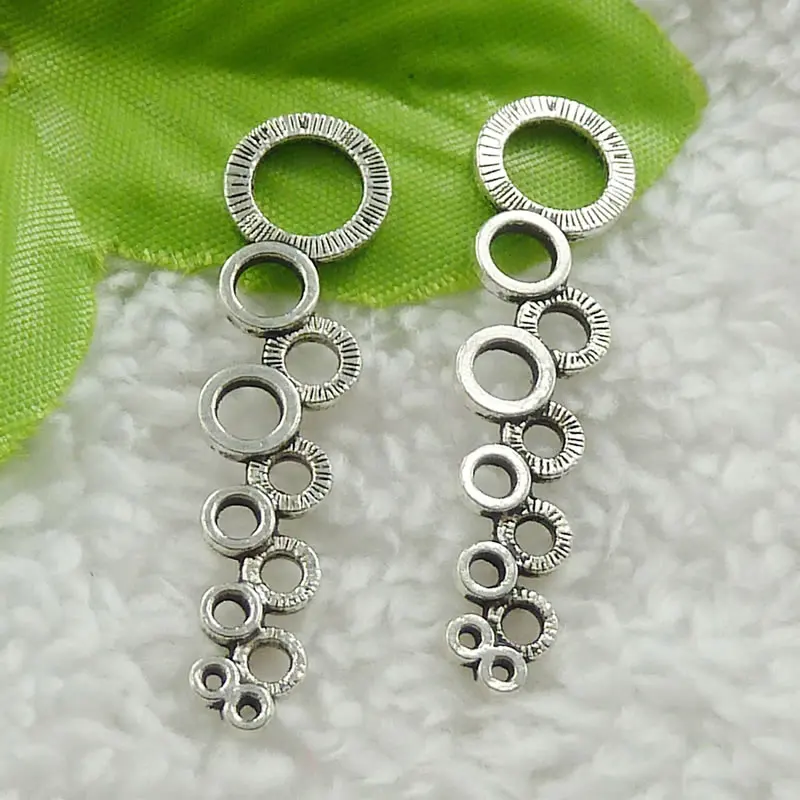 164 pieces antique silver round ring charms pendant 44x11mm 4624round