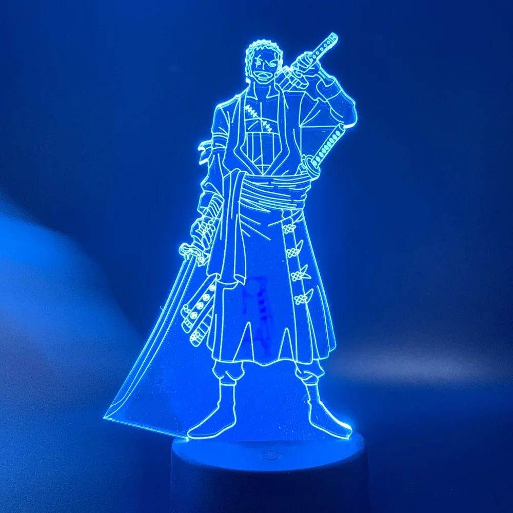 

Anime One Piece Roronoa Zoro Figure Colorful 3d Led Night Light for Kids Child Birthday Gift As Study Bed Room Decorative Lamp