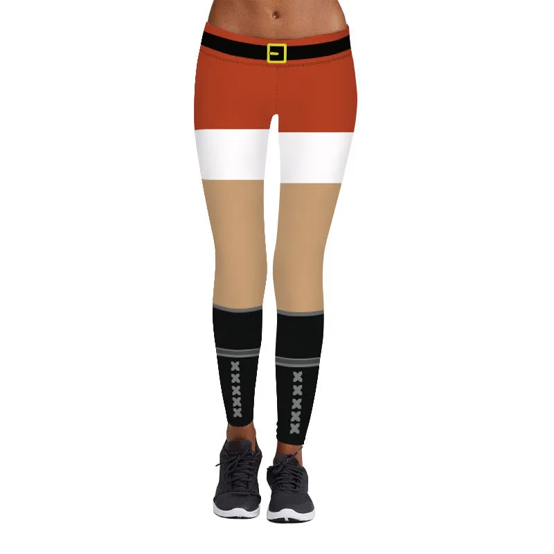 

Christmas Style Women Pants High Waist Fitness Sport Legging Stripe Festival Capris Sexy Print Running Trouser Skinny Yoga Pant