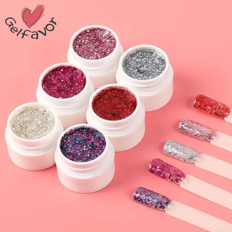 

GELFAVOR 5ml Gel Nail Polish Diamond Glitter Painting Gel Lacquer Semi Permanent Soak off Design of Nail Art Manicure Primer