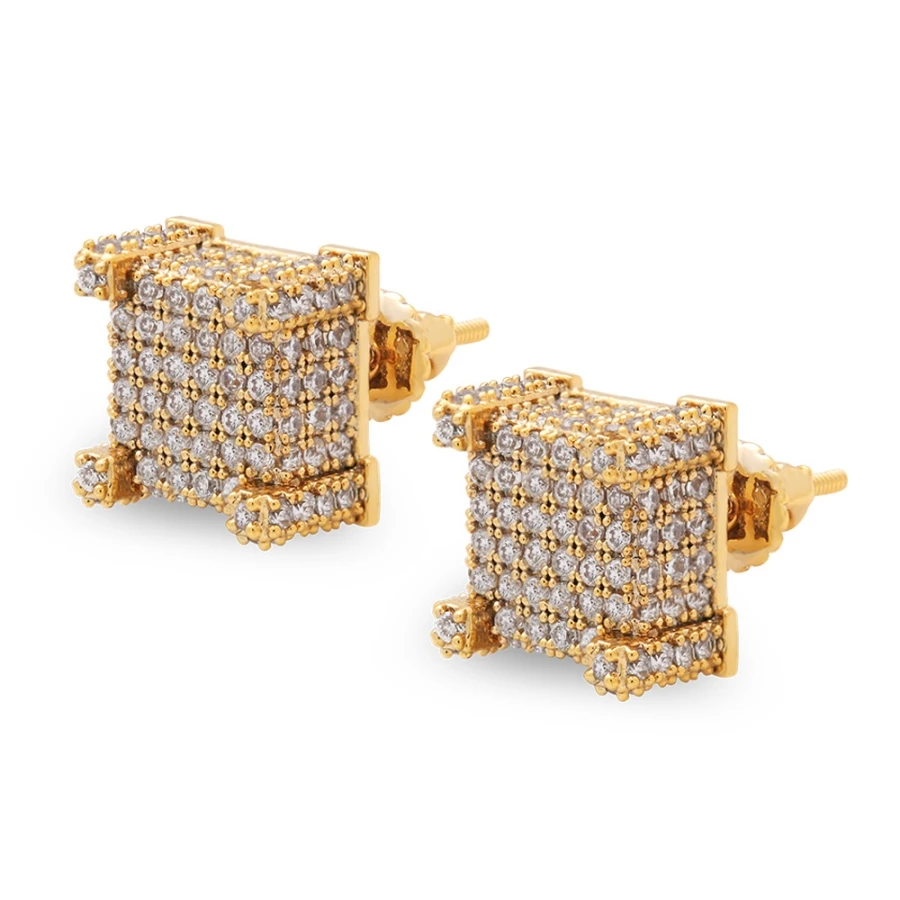 

Hiphop Stud Earrings for Women Men New Luxury Boho White Zircon Earrings Gold Silver Vintage Geometric Jewelry Wholesale