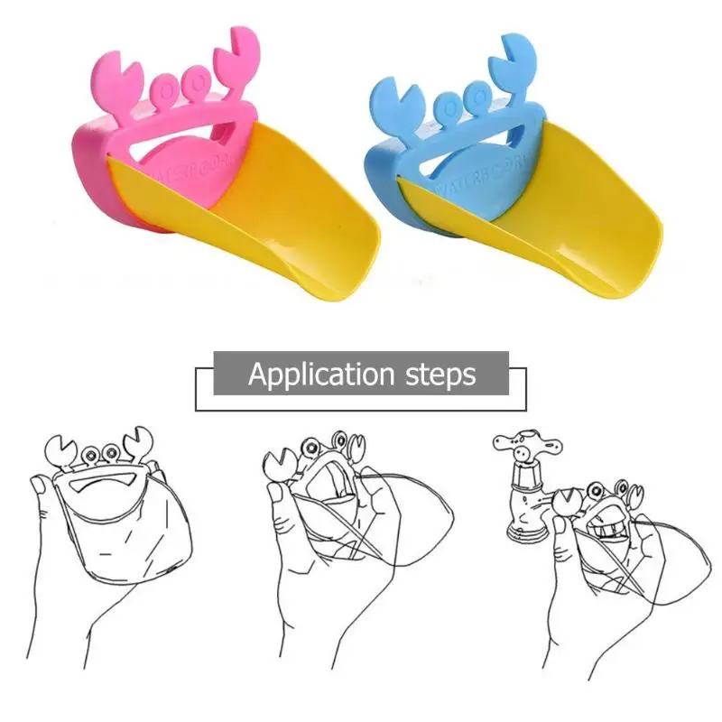 1pcs Cartoon Crab Kids Hand Washing Extender Toddler Faucet Baby Tubs Sink Tap for children drop shipping