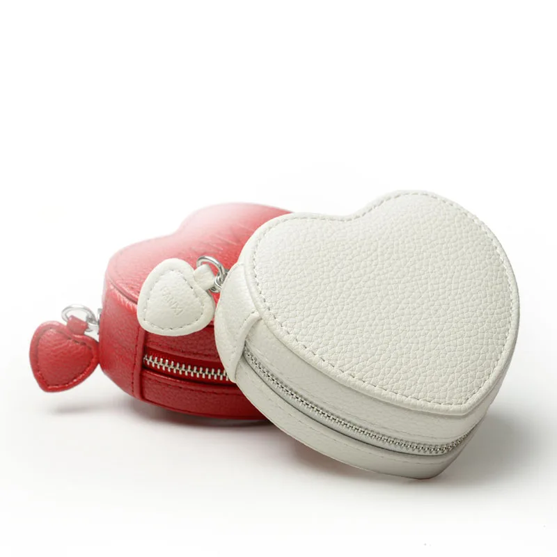 Oirlv Luxury Heart Shape Leather Jewelry Box With Zipper For Ring Earring Necklace Charms Bracelet Collection Gift Box Packaging Jewelry Packaging