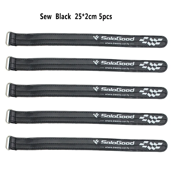 Sew Black 25cm Высокое качество sologood 5pcs сильные 25* 2 см липо батареи галстук кабель связать лямки красочные для RC вертолет quadcopter модел - Цвет: Sew Black 25cm