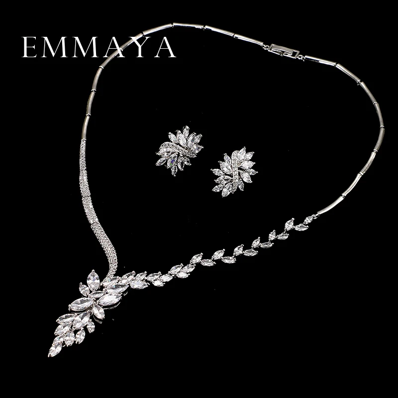 Emmaya New Unique Design Choker Necklace Stud Earrings Bridal Jewelry Sets Wedding Accessories bridal jewelry sets