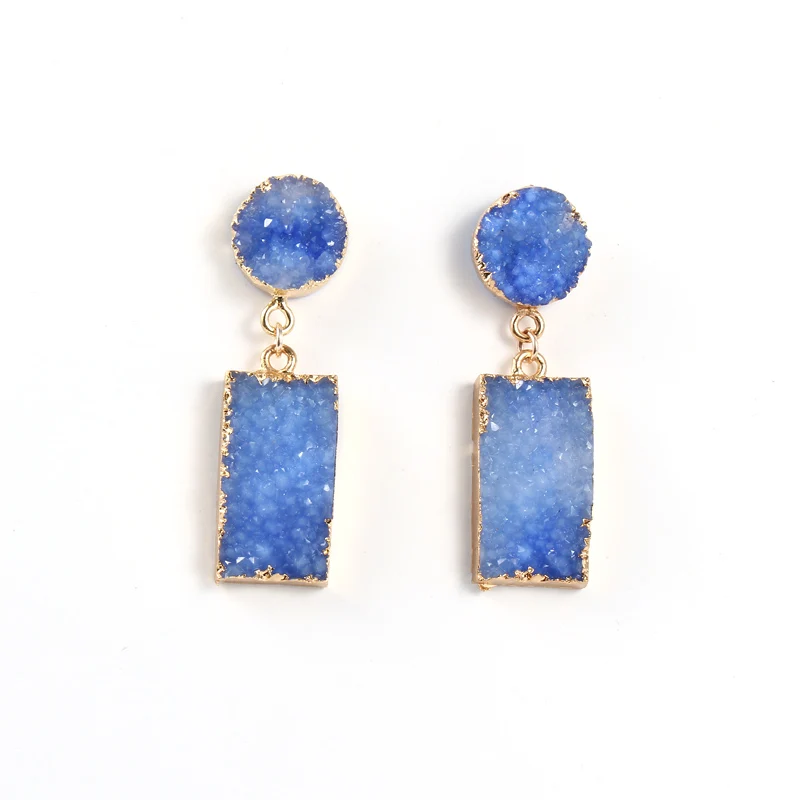 

1Pair Female Resin Stone Dangle Druzy Earings For Women Jewelry Handmade Drusy Drop Earing Eardrop Christmas Earrings E1088