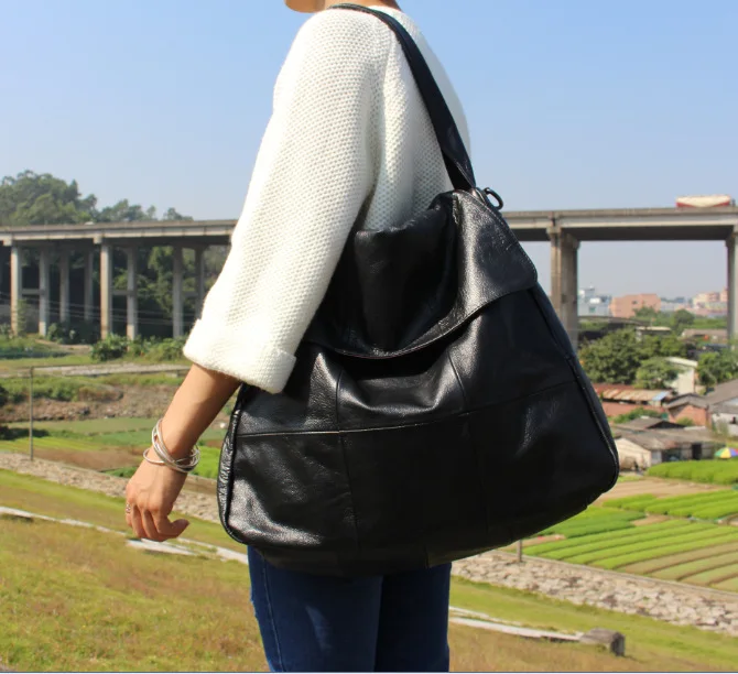 Pyaterochka, натуральная кожа, сумка на плечо, Женская Большая вместительная сумка через плечо, модная, повседневная клетчатая сумка-мессенджер - Цвет: black