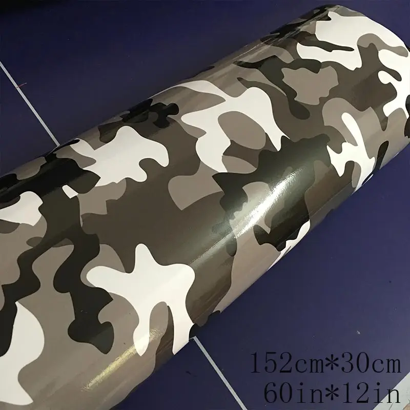 Cheshjon Arctic Camouflage виниловая клейкая черная белая серая камуфляжная пленка Военная мотоциклетная наклейка со скутером наклейка для изменения цвета - Название цвета: Glossy finished 30cm