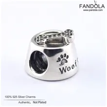 Настоящее серебро 925 Кость Собака Чаша wof талисманы бусины Pandora Браслеты DIY Тонкий Шарм серебро 925 ювелирные изделия