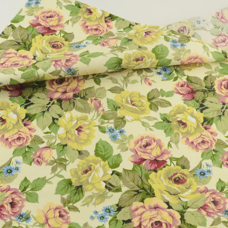 

Green Rose Cotton Fabric Sewing Quilting Bedding Decoration Tissue Home Textile Patchwork Cloth Craft Teramila Fabrics Tecido