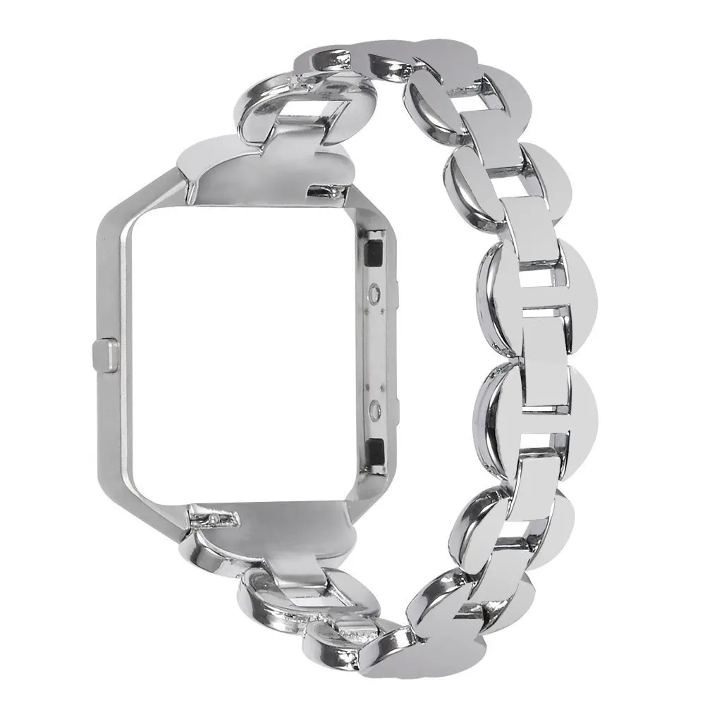 

Stainless Steel Silver Band Replece fitness Strap with Frame+adapter Wristband Bracelet Accessories for Fitbit Blaze Smart Watch