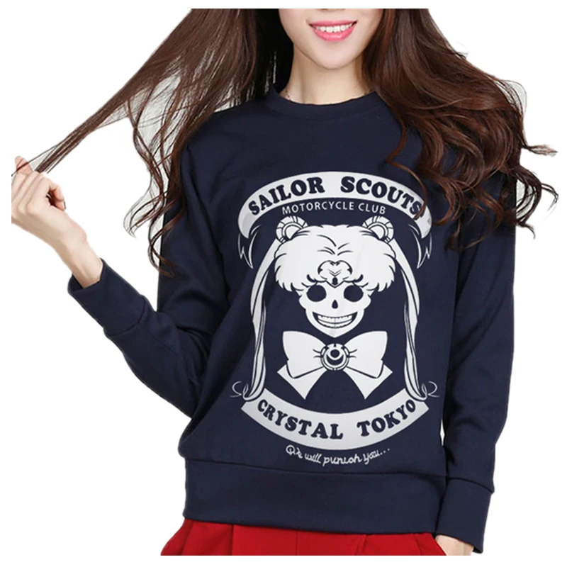 

Autumn Winter Cartoon Sailor Moon Women Hoodies Kawaii Women Gothic Lolita Printed Punk Sweatshirt Tracksuit Hipster