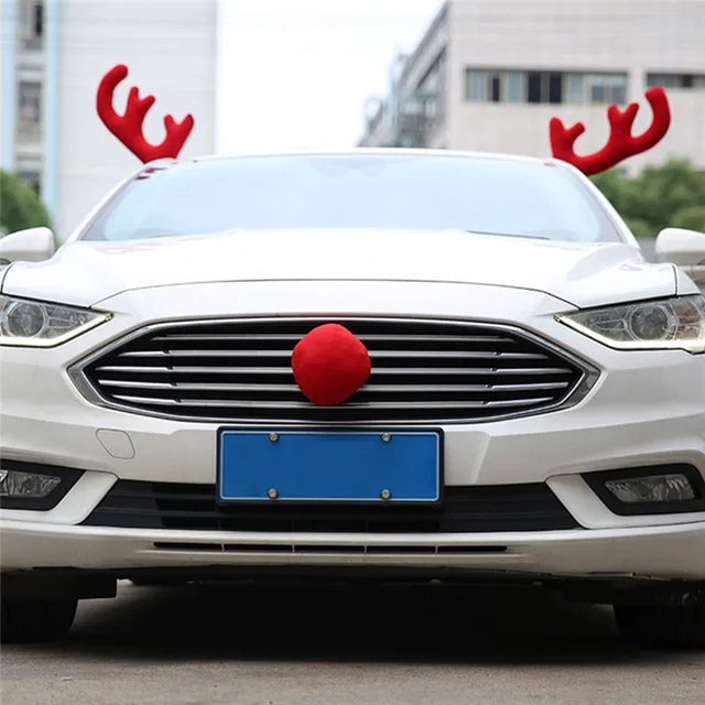 Christmas Car Decoration 1 Set Big Red Christmas Elk Big Nose Christmas Car Decoration 1 Set Big Red Christmas Elk Big Nose Automobile Car Ornaments Christmas New - Christmas Car Decoration 1 Set Big Red Christmas Elk Big Nose