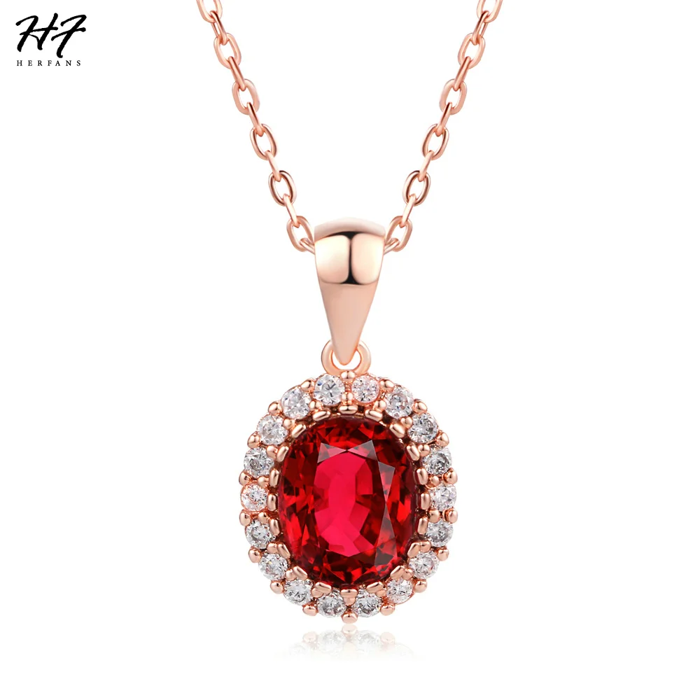 

Elegant Rose Gold Color Red Crystal Pendant Necklace for Women Jewellry Austrian Crystal Fashion Jewelry Xmas gift N308