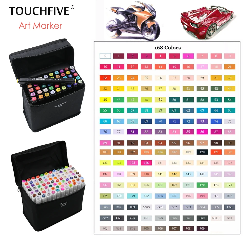 Маркеры TouchFive 168 цветов 1 шт. профессиональные художественные маркеры с двойной