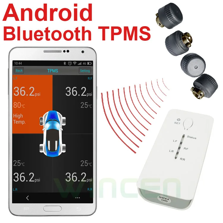 Android Bluetooth Беспроводной шин Давление мониторинга Системы TPMS внешний Поддержка Высокая Низкая Давление Температура сигнализации