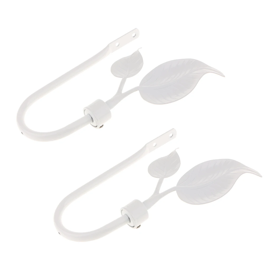 1 Pair U Shaped Metal Leaves Design Curtain Hooks Window Curtain Drapery Blinds Tieback Hangers Holders with Screws