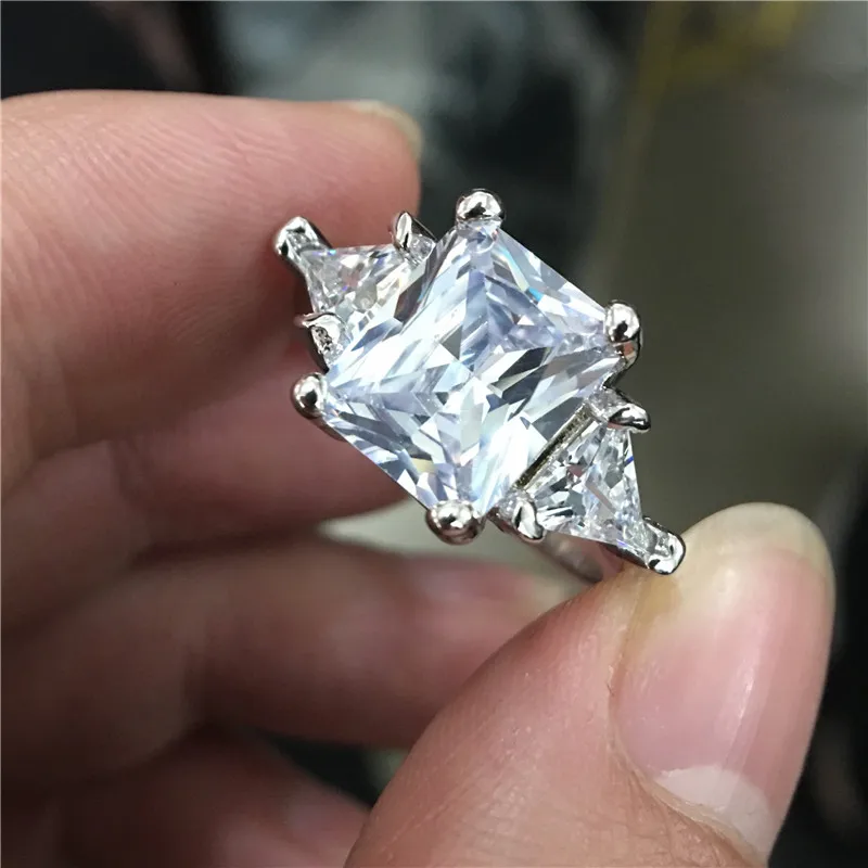 Мода Принцесса cut 3ct AAAAA Cz камень кольцо 925 пробы Серебряные вечерние обручальное кольца для мужчин и женщин украшения для пальцев лучший подарок