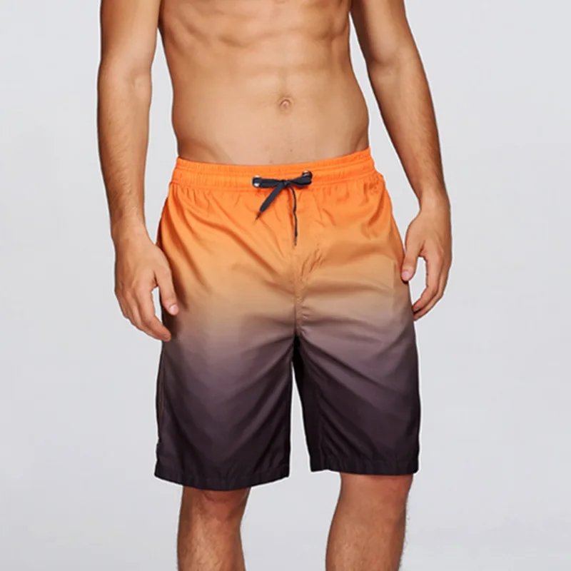 Litthing Men's Beach Shorts Summer Water Sports Trainning Surfing Trunks Quick Dry Gradient Shorts Elastic Drawstring For Male