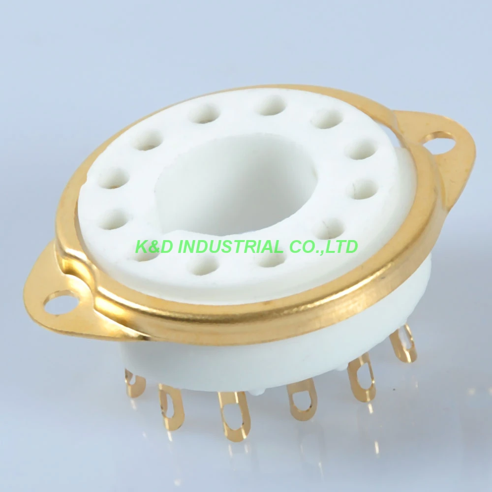 

2pcs 12Pin Euro style Ceramic Tube Socket Gold DG7-32 CRT PMT 5UP1 Valve B12A Base for Tube amplifier