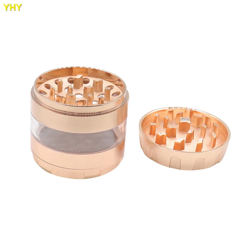 4 Layer Rose Gold Aluminum Herbal Herb Tobacco Grinder Smoke Grinders Metal Grinder for Weed Smoking Accessories02