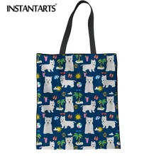 INSTANTARTS Westie цветочный принт с собакой женские большие сумки тканевая сумка модные женские повседневные холщовые сумки женские шопперы сумка