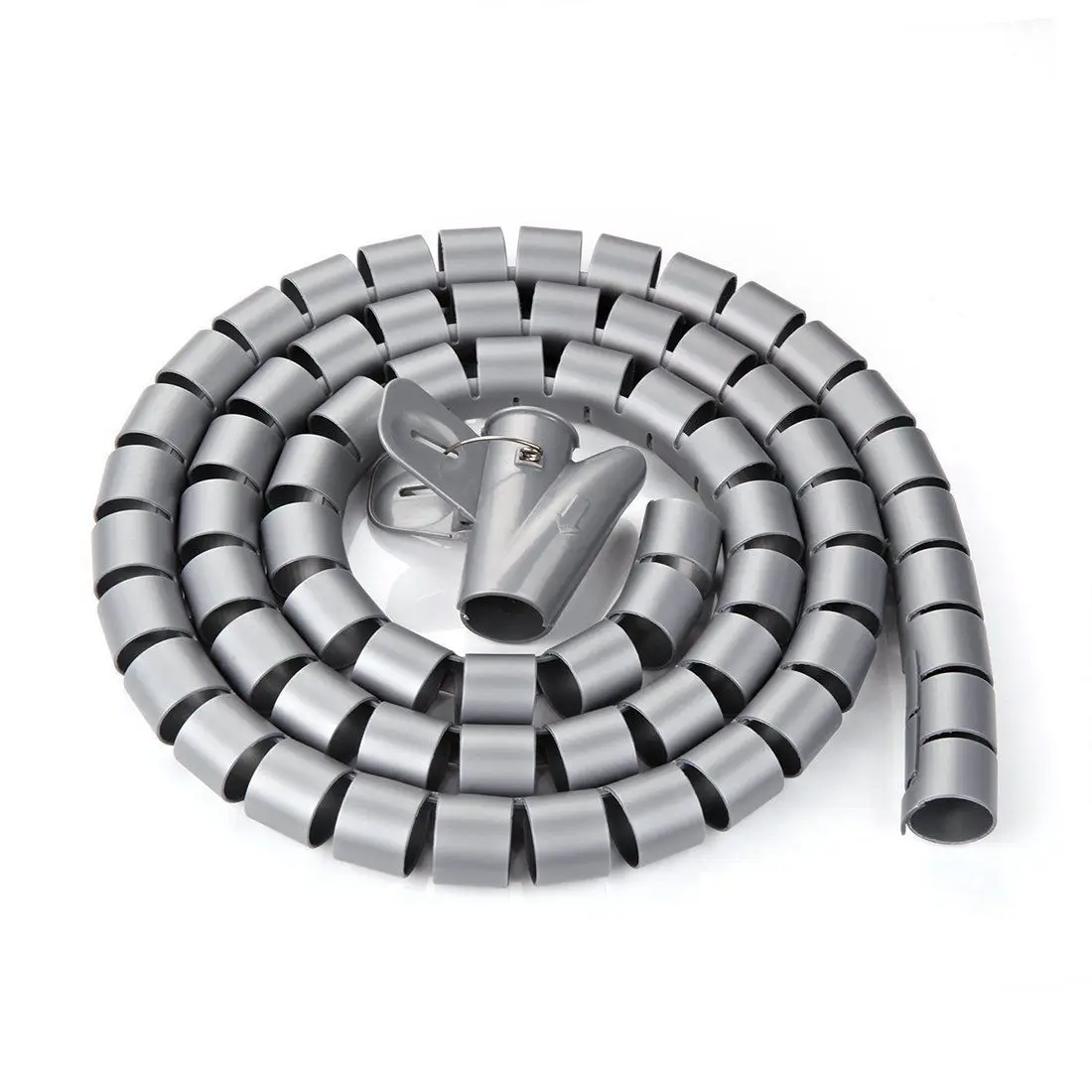 

10mm Hose Spiral Computer Cable Cover Grey 9.8 ft with Clip