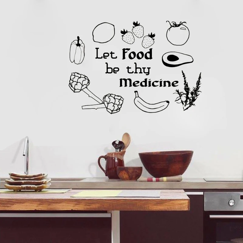 Для кухни ресторана Настенный декор Цитата Let Food Be Thy медицина наклейки на стену