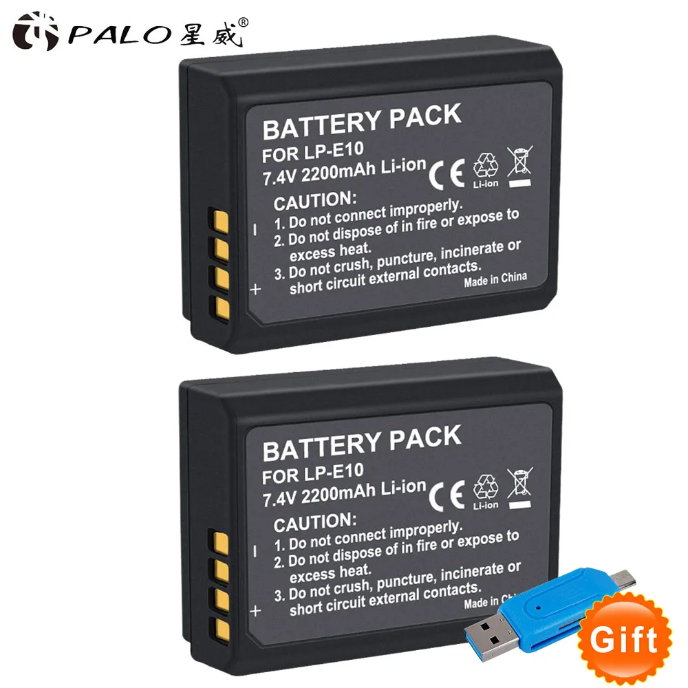 PALO 2pcs digital batteries 2200mAh LP E10 Camera Battery For Canon