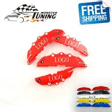 4 шт., автомобильный дисковый тормозной суппорт с 3D надписью, универсальный комплект, подходит для 17 дюймов, 2 средних и 2 маленьких красных