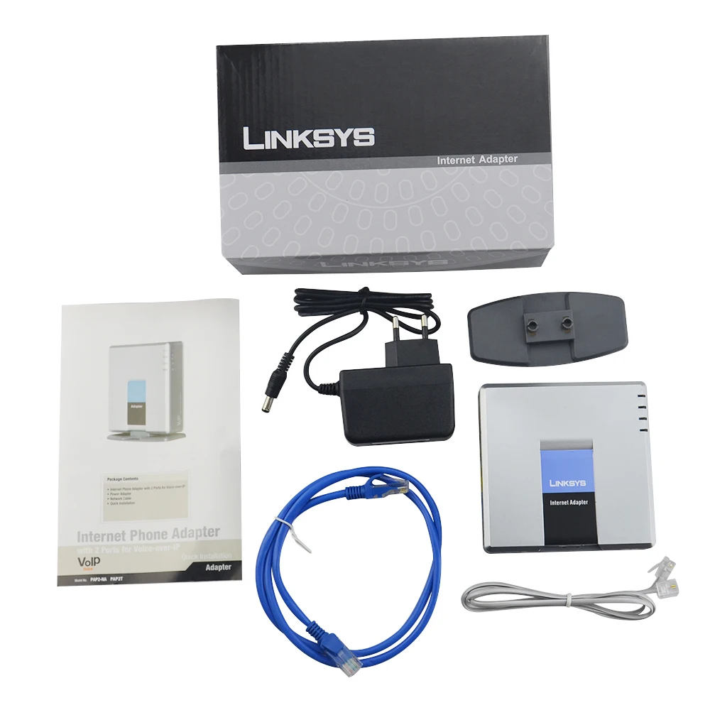 Быстрая! Разблокированный VoIP Linksys PAP2T. Интернет-телефон адаптер с двумя телефонными портами голосовой IP Шлюз PAP2T-NA