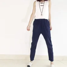 YoYiKamomo женские брюки Оригинальные хлопковые простые чистые широкие брюки свободные повседневные брюки с карманами
