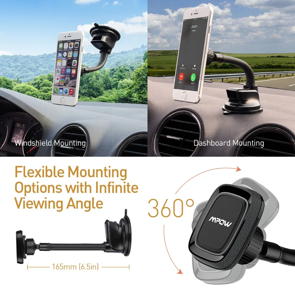 Mpow Magnetic Car Phone Holder Universal Mobile Phone Holder Stand For iPhone X Samsung Xiaomi Huawei 4-6 Inch Smartphone Cradle